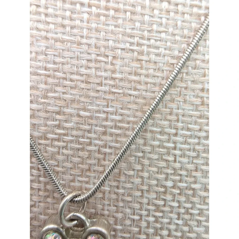 Vtg DISNEY Micki Mouse‎ Necklace SWAROVSKI Crystal Silver Plate Snake Chain 16